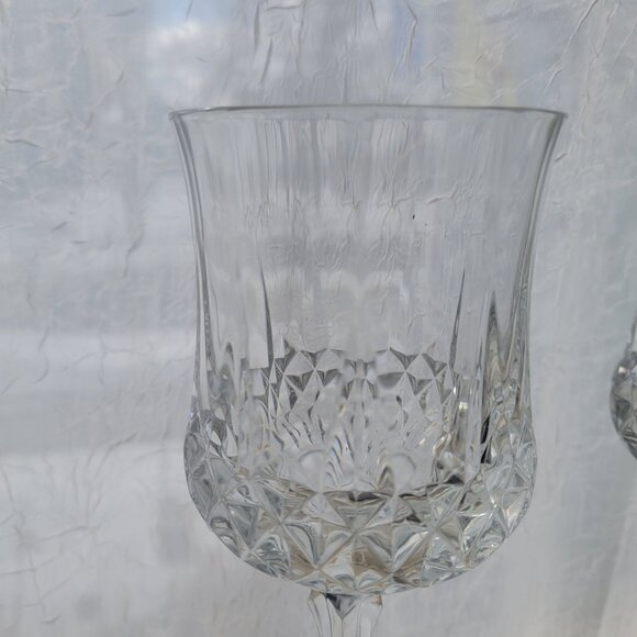 Cristal D'arques Set Of 4 Clear Crystal Cut Stemmed Wine Glasses 8" Longchamp - Picture 7 of 8